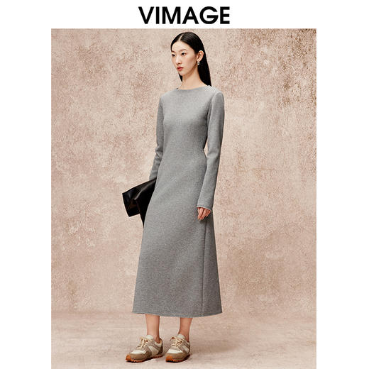VIMAGE纬漫纪冬季新款气质修身显瘦高级长袖连衣裙V2207827 商品图1