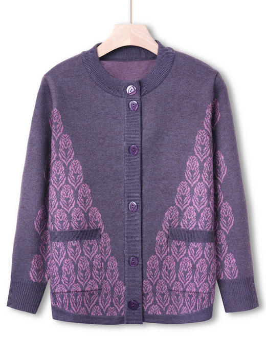 【中老年新款针织衫】开衫大码妈妈装 秋季毛衣外套 老人奶奶宽松上衣女  商品图0