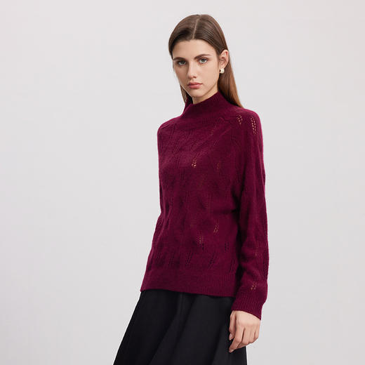 【半高领镂空羊绒衫】羊绒世家秋冬新品女士半高领内搭针织保暖羊绒衫 商品图0