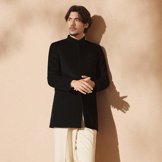 【中华立领】柒牌毛呢大衣男中长款商务绅士秋冬季含羊毛保暖外套	127D70090 商品图1