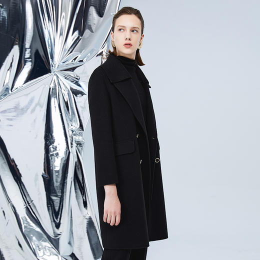 EITIE爱特爱冬季新款经典翻领显瘦中长款毛呢外套大衣7614325 商品图4