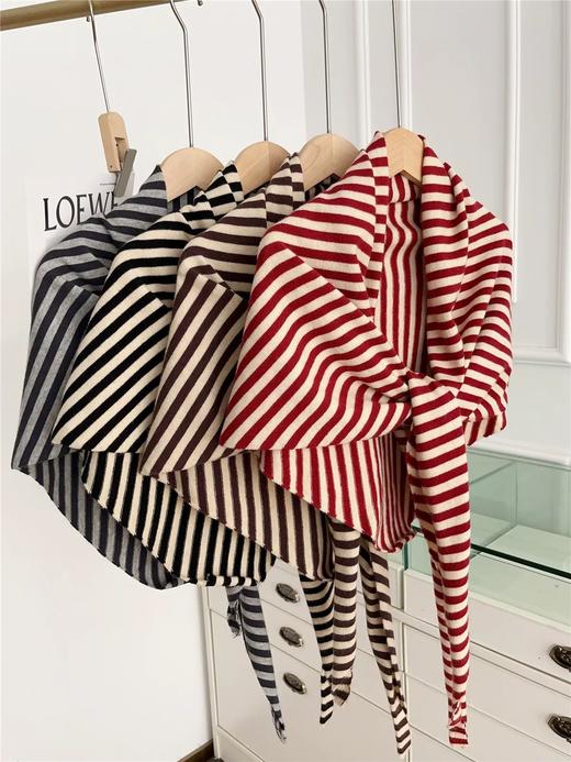 【YW】无忧购韩系慵懒简约条纹外搭针织三角披肩（截单后7天发货)25年清仓捡漏25年清仓捡漏 商品图6