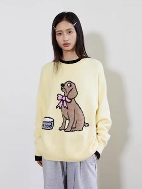 Mood Like Me/MMY2410/提花小狗涂鸦针织软糯毛衣