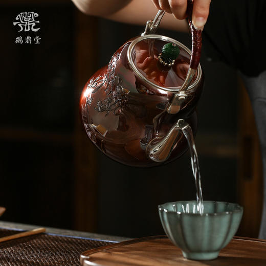 鹤鼎堂银壶于飞系列斐兮汤沸錾刻福禄吉祥（铜包银）（缺货） 商品图2