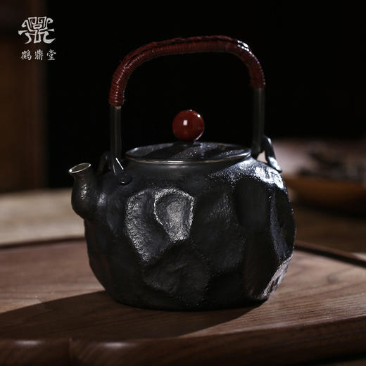 鹤鼎堂银壶于野系列天作急须石纹肌理（黑色）（缺货） 商品图0