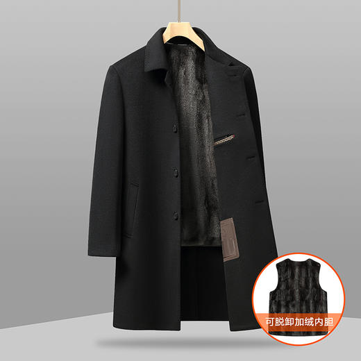 【可拆卸加绒内胆】【绵羊毛】【新款DXS】大依优型大码中长款翻领羊毛呢大衣外套商务夹克男宽松加肥加大码上衣胖子正装休闲 商品图2