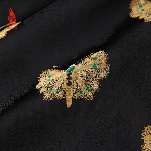 SAINTJOY/上久楷 女式宋锦外套 中式上衣 中国风 复古 黑金蝴蝶绿宝石款 CY1024207017 商品图12