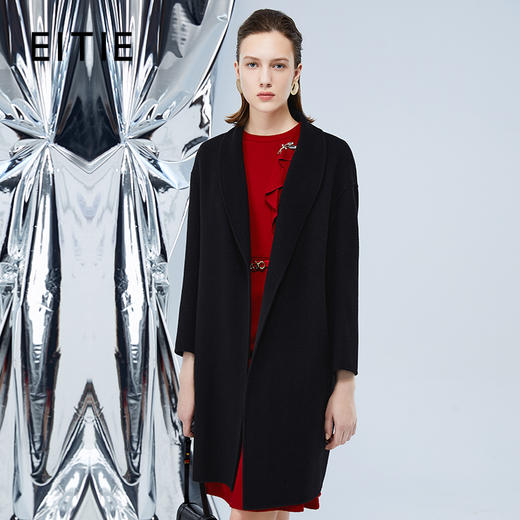 EITIE爱特爱冬装新款一粒扣中长款毛呢外套大衣7614308 商品图0