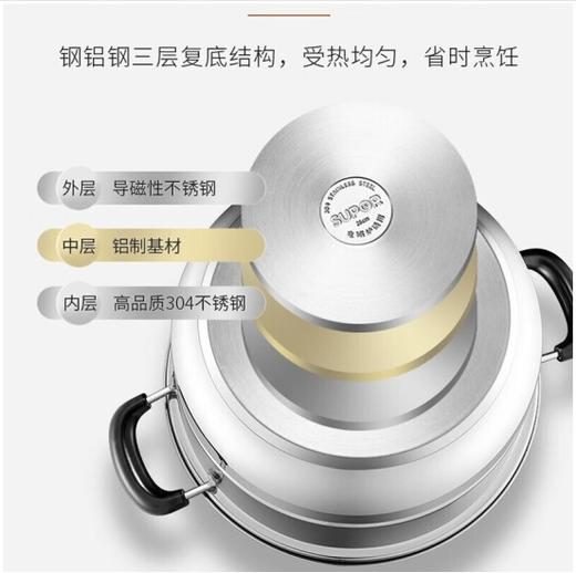 苏泊尔（SUPOR）（510543）蒸锅304不锈钢双层加厚复底汤锅蒸笼燃气电磁炉通用 SZ28B46 商品图1