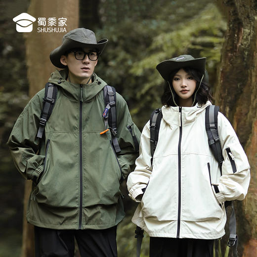 【防泼拒水风衣外套】男女同款户外登山长袖上衣 连帽宽松休闲夹克外套WT405 商品图8