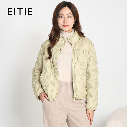 EITIE爱特爱冬季新款轻型薄款立领纯色短款羽绒服D2411415 商品图1