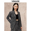 VIMAGE纬漫纪麻面粗纺深灰色气质收腰显瘦西装外套冬季新款V2203816 商品缩略图3