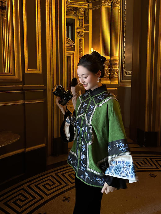 盛唐牡丹|高货-香云纱三蓝绣对襟外套 商品图10