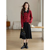 【专属特价】熙世界红色小香风羊毛针织外套女2025年新款秋冬撞色翻领开衫毛衣 商品缩略图4