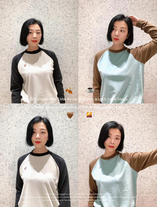 素R安高若纯元。最新拼色长袖T恤 商品图5