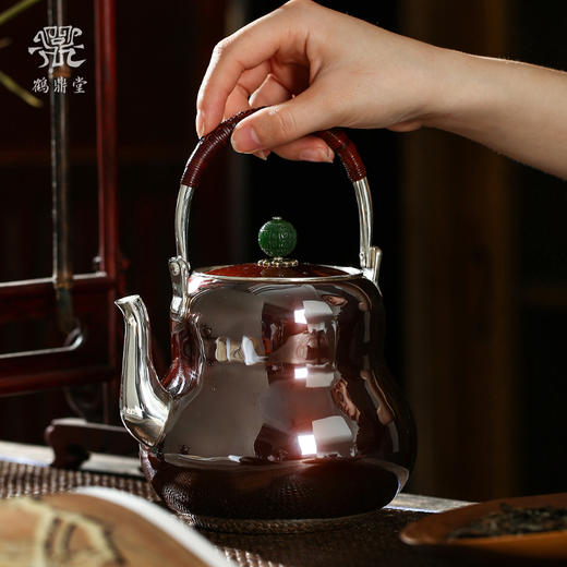 鹤鼎堂银壶于飞系列斐兮汤沸錾刻福禄吉祥（铜包银）（缺货） 商品图1