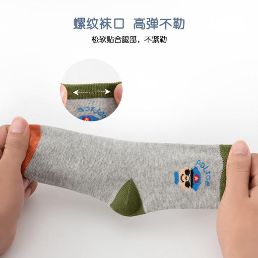 【五双装】洁丽雅中筒袜儿童袜可爱卡通印花舒适亲肤透气小孩棉袜 商品图3