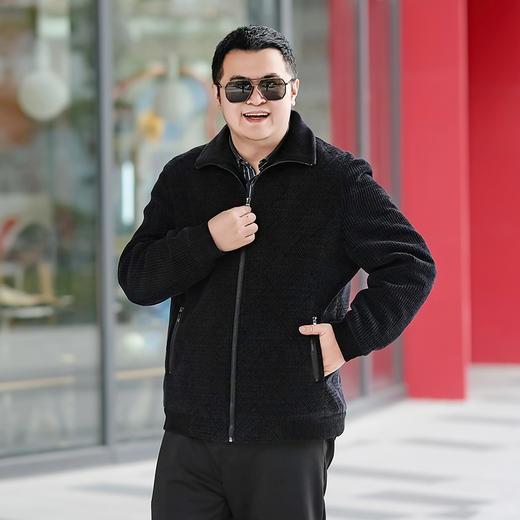 【雪尼尔】【新款DTX】大依优型大码加绒雪尼尔夹克外套加肥加大肥佬休闲上衣男士胖子秋冬 商品图1