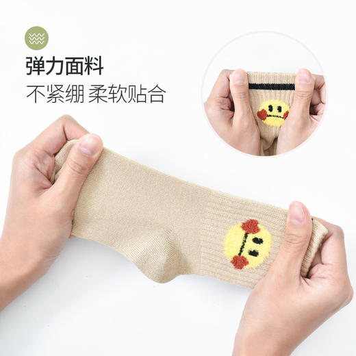 洁丽雅5双装儿童中筒棉袜可爱萌趣柔软舒适亲肤透气长绒棉袜 商品图5