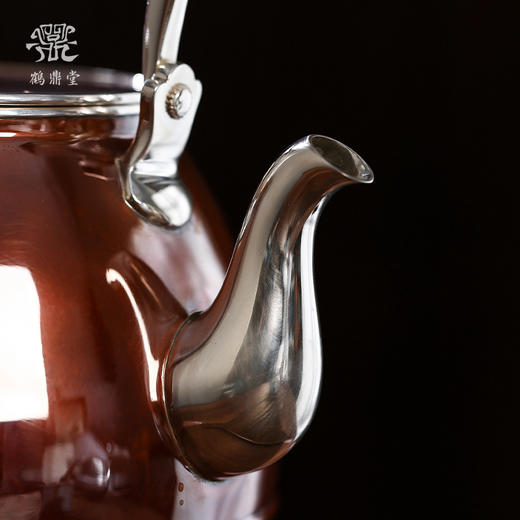 鹤鼎堂银壶于飞系列泉水汤沸錾刻仙鹤奔月（铜包银）（缺货） 商品图1