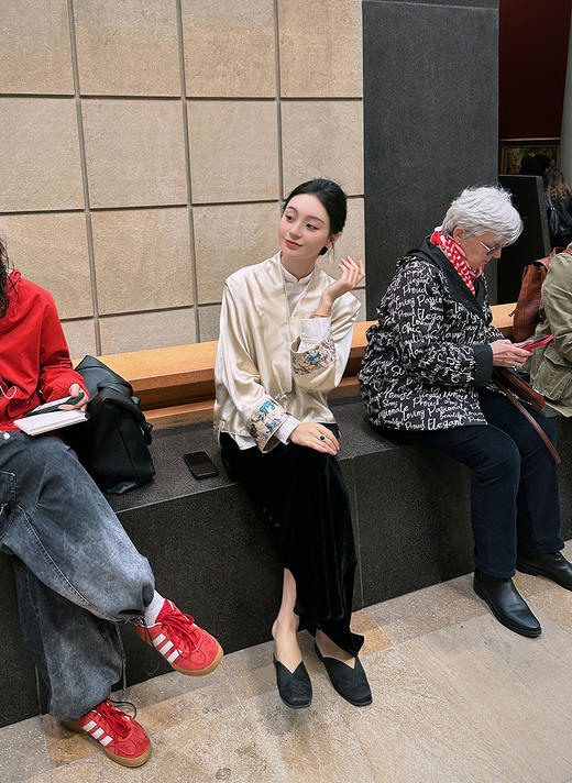 盛唐牡丹|重缎真丝郭子仪拜寿图袖口一粒扣外套 商品图3