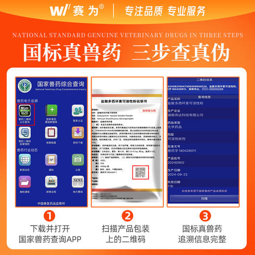 赛为盐酸多西环素兽用可溶性粉强力霉素呼吸道药猪鸡鸭鹅兽药正品 商品图1