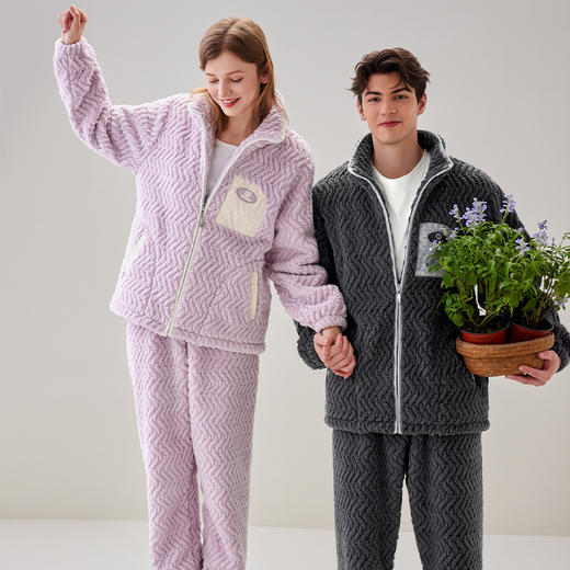 芬腾【范丞丞同款】情侣睡衣珊瑚绒秋冬加厚女士套装大码家居服男 商品图3