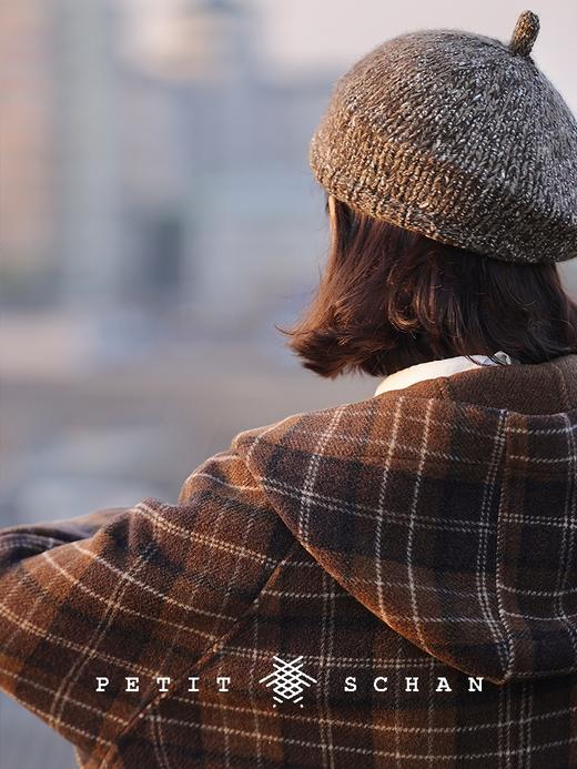 PETIT SCHAN小闪 CLO#617 in a leisurely manner 慢条斯理 羊毛羊驼毛复古格纹双面呢连帽大衣 商品图7