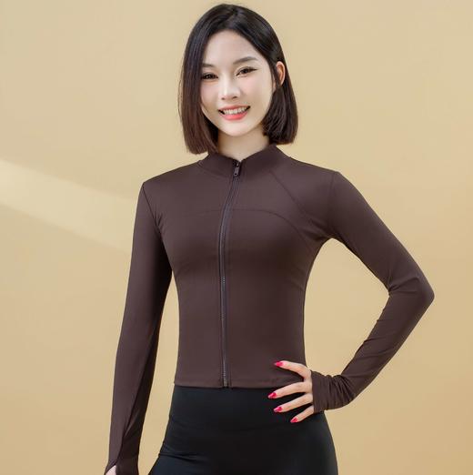 跃牌【瑜堂系列】高弹立领修身健身服显瘦瑜伽拼线上衣外套JYMW079 商品图2