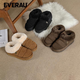 EVERAU机能感面包米其伦厚底一脚蹬女秋冬雪地靴拖鞋UEA2002