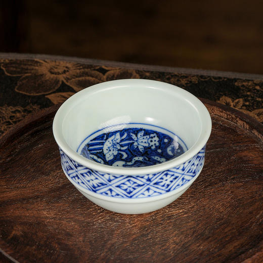 溪兰仰元-荷塘月色洒蓝杯 商品图0