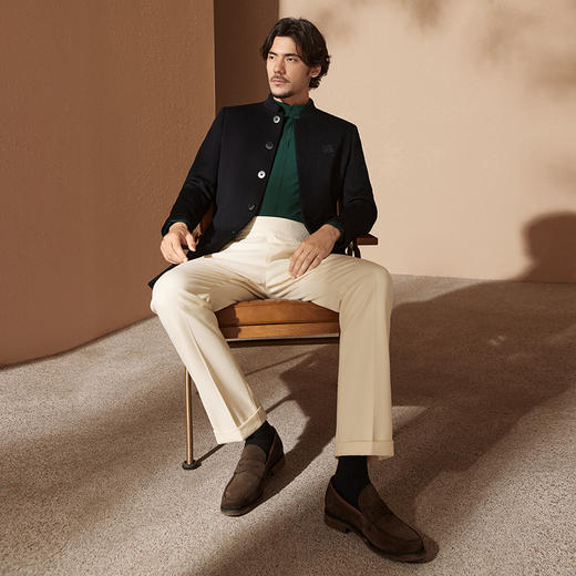 【中华立领】柒牌毛呢大衣男中长款商务绅士秋冬季含羊毛保暖外套	127D70090 商品图3