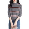 CC-103-79012条纹羊毛针织衫女2024秋冬新款半高领长袖宽松保暖 商品缩略图4