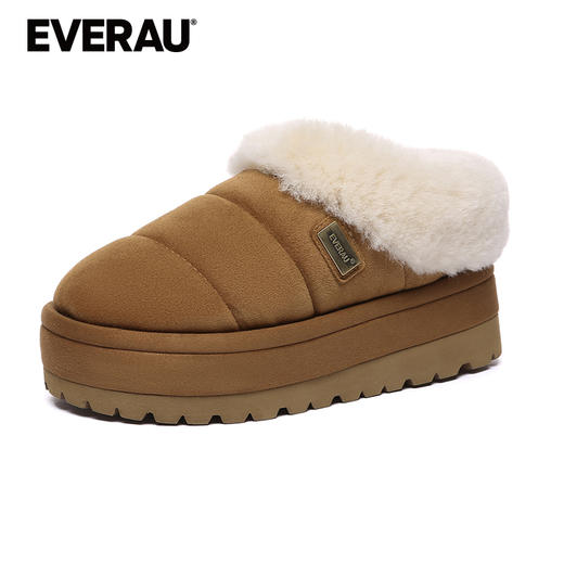 EVERAU机能感面包米其伦厚底一脚蹬女秋冬雪地靴拖鞋UEA2002 商品图4