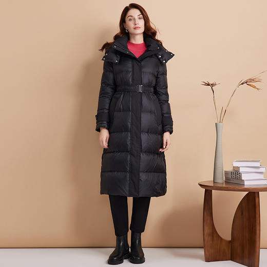 EITIE爱特爱冬季新款连帽百搭纯色女中长款羽绒服7611318 商品图6