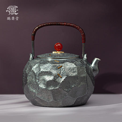 鹤鼎堂银壶于野系列天作石纹肌理汤沸（灰青）（缺货） 商品图0