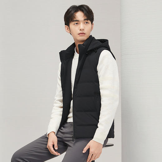【白鸭绒】柒牌羽绒马甲男2024冬季新款可脱卸帽保暖加厚背心外套	127E71750 商品图1