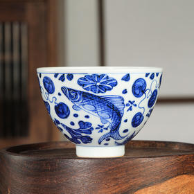 溪兰仰元-鱼藻纹大鸡心杯