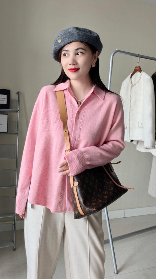 进口点子纱澳洲羊毛20羊绒衬衫式毛衣开衫 商品图5