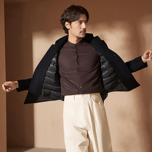 【中华立领】柒牌毛呢大衣男2024秋冬新款商务绅士含羊毛保暖外套	127D70100 商品图1