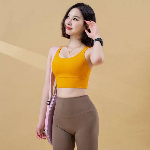 跃牌【瑜堂系列】固定胸垫防震瑜伽美背条纹后背交叉细肩带运动背心 JYTN011 商品图0