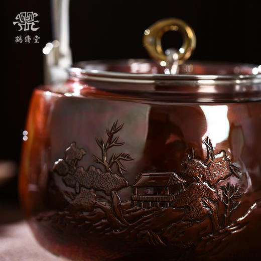 鹤鼎堂银壶于飞系列粲兮汤沸錾刻渊亭山立（铜包银）（缺货） 商品图4