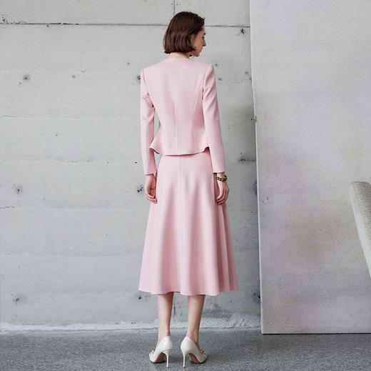 IWY/新中式轻国风套装长袖外套通勤粉色职业装洋气伞裙长裙C2040+S2102-P 商品图3