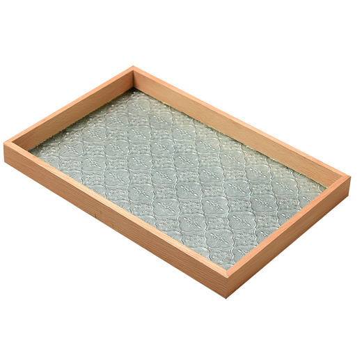 「数款可选！玻璃托盘」海棠压花玻璃托盘 复古长方形茶盘收纳整理家居饰品茶水杯子水果点心盘 商品图4