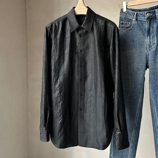 【顺丰包邮】80526 洛诗琳新款桑蚕丝黑龟纹香云纱翻领衬衫男1003 商品图4