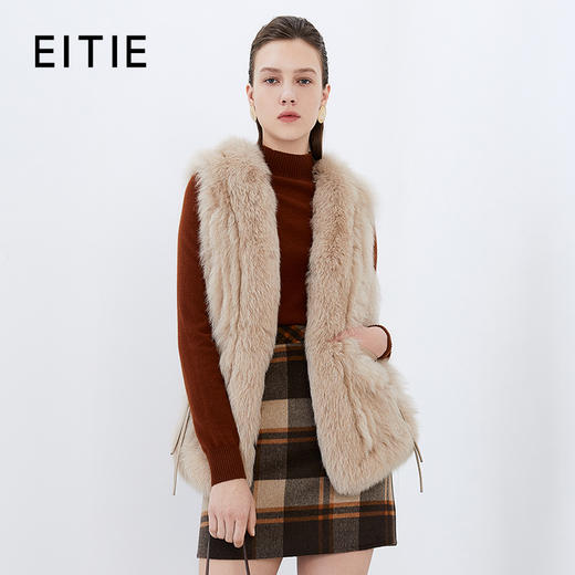 EITIE爱特爱冬款时尚优雅保暖皮草马甲外套女7693313 商品图0