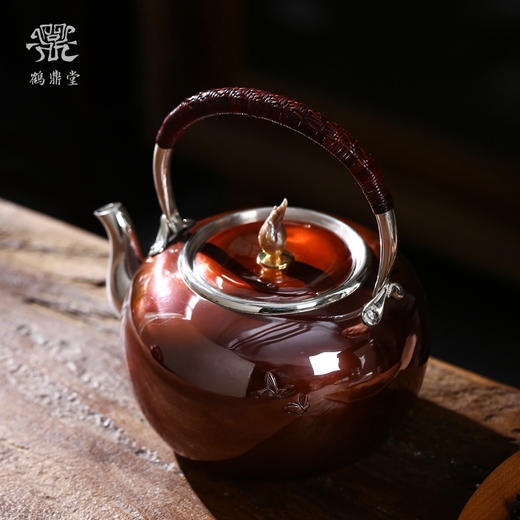 鹤鼎堂银壶于飞系列凯风汤沸錾刻蝶恋花（铜包银）（缺货） 商品图4