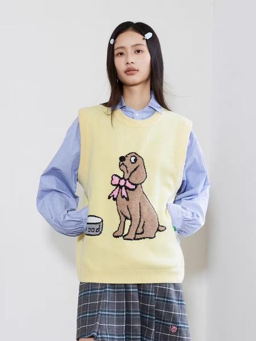 Mood Like Me/MMJ2403/提花小狗涂鸦针织马甲背心 商品图0