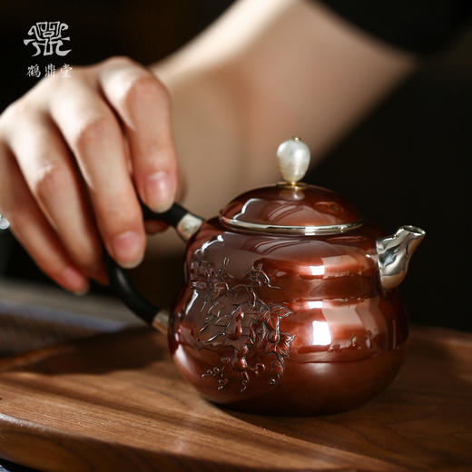 鹤鼎堂银壶于飞系列斐兮急须錾刻福禄吉祥（铜包银）（缺货） 商品图4