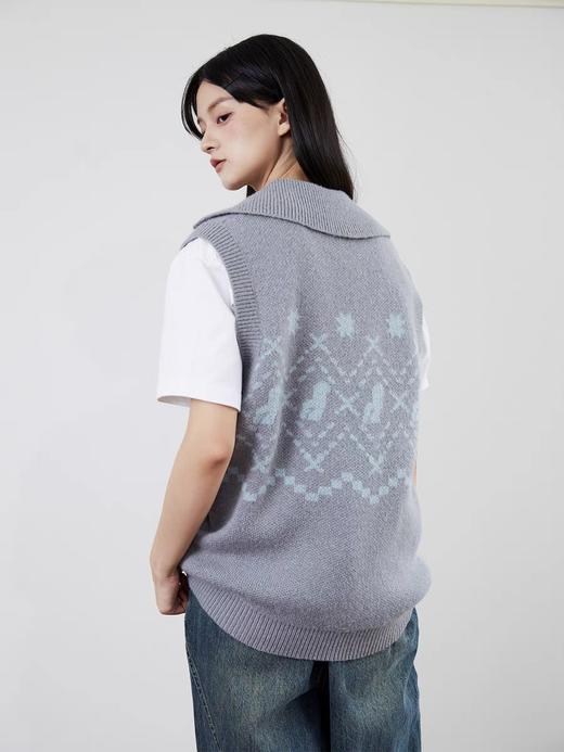 Mood Like Me/MMJ2402/猫咪提花翻领马甲背心 商品图3